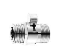 Válvula de cierre del cabezal ducha, control flujo agua for mano rápido latón Apagado for Regulador presión ajustable Accesorio for grifo baño(Silver Double Male Threads)