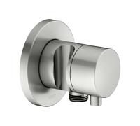 Válvula de cierre empotrada KEUCO IXMO, 1 consumidor con conexión de manguera y soporte de ducha con mango confort, roseta redonda, 59541061201, Color: acabado en acero inoxidable