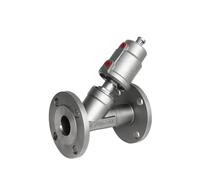 Válvula de cierre tipo Y con asiento angular y brida acero inoxidable DN100, resistente a la corrosión al vapor