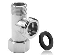 Válvula de Conexión de T 3 Vías para Inodoro 3/8" con Entrada Lateral 1/2", Adaptador Grifo Ducha, 3 Vías Grifo de la Válvula de Desvío, Llave de Paso Cisterna WC, Rosca Recta para Cisterna