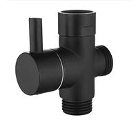 Válvula de conmutación de 1/2 pulgadas, adaptador de latón, 3 vías, válvula desviadora con goma para ducha de lluvia y brazo de ducha (negro)