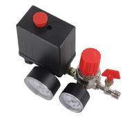 Válvula de control con interruptor de presión para compresor de aire pequeño, regulador con dobles manómetros, diseño de pistón de alto caudal y puerto de alivio rápido de presión
