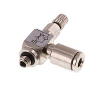 Válvula de control de flujo Codo Meter-In 4 mm - Tornillo moleteado de latón M5