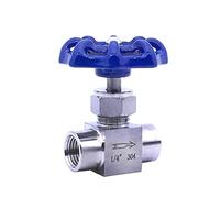 Válvula de control de flujo de grifo de acero inoxidable, 1 válvula de globo de rosca hembra de 1/8 pulgadas, 1/4 pulgadas, 3/8 pulgadas, 1/2 pulgadas, mango azul para una regulación precisa del agua
