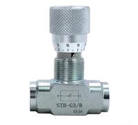 Válvula de control de flujo hidráulico de diseño bidireccional con cuerpo de acero al carbono, perilla calibrada para un ajuste preciso del flujo en sistemas neumáticos e hidráulicos (STB G3/8)