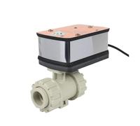 Válvula de control eléctrica retorno a fallo, PPH 0-10 V, 220, válvula bola plástico modulante a prueba fallos NC NO DN15-DN50(DN32,Normally Open)