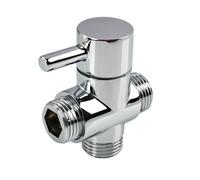 Válvula de Derivación de 3 Vías para Ducha, Inversor en Latón Cromado, Adaptador en T con Entrada Macho G1/2 y Doble Salida G1/2 para Mando de Ducha y Cabezal Fijo