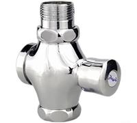 Válvula de descarga de botón de latón macizo con apagado automático retardado para orinal o inodoro en cuclillas con sincronización ajustable y chapado en cromo para superficie (A)