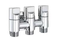 Válvula de desviación agua 1 entrada y tres salidas, válvula ángulo grifo vías, derivación multifunción Para BañO(Silver)
