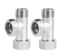 Válvula De Desvío De 3 Vías, 1.9 * 1.1in Conector En T Adaptador De 3/8 Pulgadas, Accesorio En T De Acero Inoxidable, Desviador De Níquel Cepillado (paquete De 2)