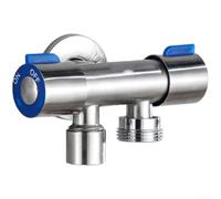 Válvula de Doble Ángulo para acero Inoxidable 304 Una Entrada Salidas para Baño y Cocina Instalación Pared Rosca Antifugas 16x4x4cm(G)