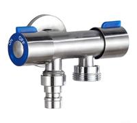 Válvula de Doble Ángulo para acero Inoxidable 304 Una Entrada Salidas para Baño y Cocina Instalación Pared Rosca Antifugas 16x4x4cm(F)