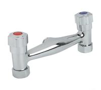 Válvula de ducha de doble interruptor, válvula mezcladora montada en la pared para control de agua caliente y fría, cuerpo de latón con acabado cromado, salida G1/2, espacio entre agujeros de 150 mm