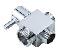 Válvula de ducha de latón macizo, 1 entrada a 2 salidas | Distribuidor de agua de cambio rápido para grifo, diseño compacto, 67 x 44 x 34 mm, plata, construcción robusta para baño