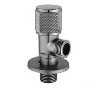 Válvula de entrada de agua de latón con rosca macho G1/2, válvula de ángulo abierto único para fregaderos de baño y cocina para regular el suministro de agua fría (gris)