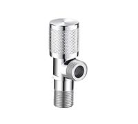 Válvula de entrada de grifo de 4 puntos G1/2, válvula triangular de latón, válvula de cierre de agua for calentador, inodoro, lavadora, interruptor universal.(Silver)