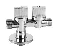 Válvula de escuadra doble salida 1/2” - Latón cromado | 2 salidas independientes 3/4” y 3/8” | Grifo para lavadora, lavavajillas, fregadero, baño y jardín | Resistente PN16,-10°C a 120°C, FLUVIA