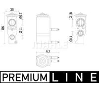 MAHLE Aftermarket Válvula de expansión, aire acondicionado para CITROËN: C3, C3 Aircross, DS3, C4 Cactus & DS: DS3 (Ref: AVE 143 000P)