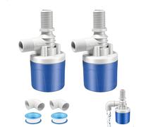 Válvula de Flotador, 2 Paquete Valvula de Control de Nivel de Agua Automático, Flotador Cisterna para Piscina Estanques Peces Tanques de Agua (Incorporada de Entrada Superior de 1/2 ", Azul)