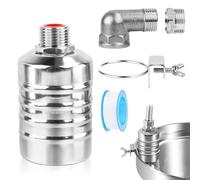 Válvula de flotador automática, válvula de flotador de 1/2'' o 3/4'' Regulación automática del nivel de agua ajustable de acero inoxidable 304, con cinta de sellado de grifo y tubo corrugado