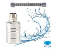Válvula de flotador automática, válvula de flotador de acero inoxidable, válvula de flotador para tanques de agua, piscinas, torres de agua, con cinta de sellado de grifo y tubo ondulado (3/4 Upper)