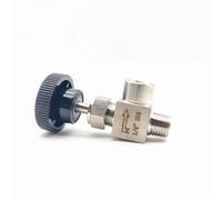 Válvula de globo tipo ángulo recto con rosca macho a hembra de 1/8, 1/4, 3/8 y 1/2 pulgada, aguja de acero inoxidable 304, 1 unidad(1/4")