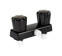 Válvula de grifo de ducha RV con doble perilla, desviador de válvula mezcladora ABS para autocaravana, remolque, caravana, pieza de repuesto de acabado blanco/negro (negro)