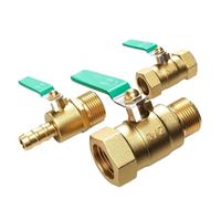 Válvula de latón con rosca hembra/macho de 1/8", 1/4", 3/8" y 1/2", conector de válvula de bola pequeña de latón, tubería de cobre(DN10,F-F)
