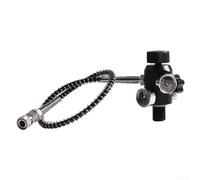 Válvula de llenado de cilindro de buceo, adaptador de carga DIN de 18 mm, calibre dual de 6000 PSI con manguera de 24 pulgadas, construcción de aluminio de cobre para decantación de tanque de buceo y