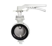 Válvula de mariposa de aleación de aluminio con mango, turbina fina y pequeña, placa de válvula de acero inoxidable de 1,6 mpa en stock anticondensación (16LEBD DN100)