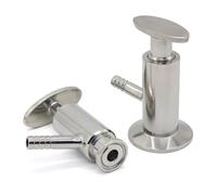 Válvula de muestreo sanitaria de acero inoxidable SS304 con espiga de manguera de 10 mm de diámetro exterior y anillo de rosca externa BSPT con tres clips(OD25.4mm)