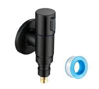 Válvula de parada de agua de lavadora de acero inoxidable de 1/2 pulgada con diseño de ángulo de apertura rápida para cocina, baño, inodoro, ducha (negro)