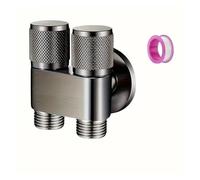 Válvula de parada de ángulo de acero inoxidable antirreflujo para inodoro, 2 unidades, acabado cromado de doble salida