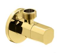Válvula de parada de ángulo de latón, entrada NPT de 1/2 pulgada x válvula de cierre de salida de 3/8 pulgadas para baño, cocina, inodoro, ducha, acabado dorado
