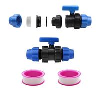 Válvula de PVC de 32 mm Polipropileno, 3 m de cinta de sellado de plástico independiente, interruptor de unión directa de tubería de agua, válvula de bola de válvula de riego agrícola