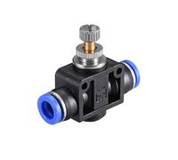 Válvula de regulación de flujo de aire neumático de 8 mm OD con conexión Push-to-Connect, válvula de regulación de velocidad en línea de flujo neumático de aire derecho, 2 unidades