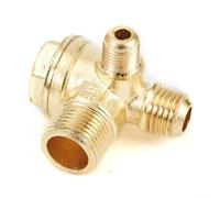 Válvula de retención de aleación de zinc con conexiones de rosca macho triples para instalaciones de compresores de aire que involucran la configuración neumática del tanque y de la bomba