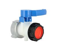 Válvula de tanque con tuerca S75x6 y salida S60x6, blanca, conector de plástico duradero para sistemas de tanques de agua.
