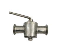 Válvula de tapón de acero inoxidable 304 tipo T de tres vías con abrazadera de 2" y diámetro exterior de 64 mm