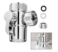 Válvula Desviador para Grifo 3 Vías G1/2 Ducha Válvula,Desviador Ducha 3 Vias,Adaptador de Ducha M22 X M24 Pieza,Latón Cromado con Adaptador Tuerca Giratoria para Cocina Baño Fregadero