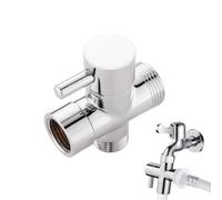 Valvula Desviadora, Adaptador de grifo 3 vías para ducha, divisor de agua, válvula T de latón cromado, con sellos de goma, fácil de instalar, 1 entrada y 2 salidas, adecuado para ducha manual