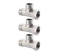 Válvula desviadora con adaptador en T de acero inoxidable, válvula en T G1/2" for baño, rociador de bidé, accesorio de ducha, accesorios de tubería de agua doméstica de 3 vías(3PCS)