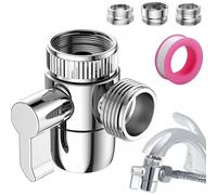 Válvula desviadora de 3 vías de 1/2 pulgada, divisor de grifo de latón gris con adaptador M22 y M24 para ducha.
