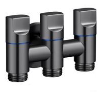 Válvula desviadora de 3 vías de acero inoxidable con tope de ángulo de 1/2 pulgada para lavadoras, lavavajillas, duchas, con sellos a prueba de fugas y diseño compacto en negro (negro)