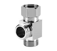 Válvula Desviadora de Ducha de 3 Vías G1/2", Latón Cromado, Adaptador en Forma de T Universal para Brazo de Ducha y Rociador de Bidé