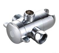 Válvula desviadora de ducha de tres vías con enchufe para baño, divisor de flujo de agua ABS en acabado plateado, diseño compacto para una fácil instalación y rendimiento sin fugas (plata)
