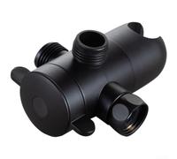Válvula desviadora de ducha de tres vías con enchufe para divisor de flujo de agua ABS en acabado plateado o negro para accesorios de baño modernos y sistemas de boquilla de bañera (negro)