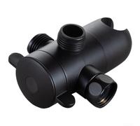 Válvula desviadora de ducha de tres vías negro plateado ABS divisor de flujo de agua Conexión de enchufe para actualización de accesorios de fontanería de baño (negro)