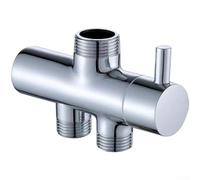 Válvula desviadora de ducha montada en la pared, divisor de dos vías para baño, construcción de cobre con acabado cromado, diseño de cuerpo redondo para sistemas estándar, color negro (cromo)