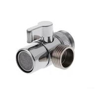 Válvula desviadora de fregadero de baño de 2 vías con acabado cromado, divisor de agua de grifo de cocina de 4 vueltas, adaptador de manguera M22 a M24 con conexión IPS de 2 pulgadas para cabezal de